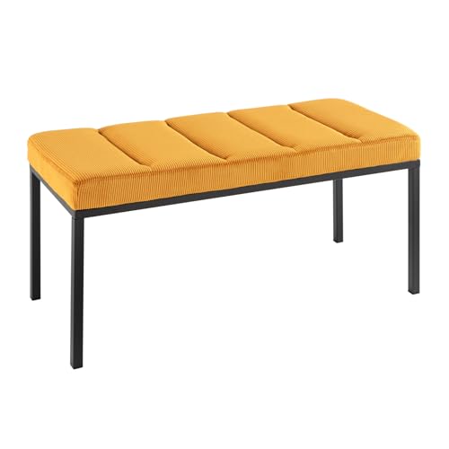 Riess Ambiente Design Sitzbank Petit BEAUTÉ 80cm senfgelb Cord schwarzes Gestell, Polsterbank in modernen Stil, Flurmöbel, Esszimmerbank Riess Ambiente Design Sitzbank Petit BEAUTÉ 80cm senfgelb Cord schwarzes Gestell, Polsterbank in modernen Stil, Flurmöbel, Esszimmerbank von Riess Ambiente