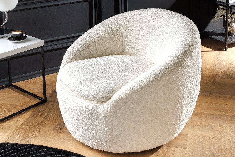 riess-ambiente Drehsessel ALPINE weiß (Einzelartikel, 1-St), Wohnzimmer · Bouclé · Teddy-Plüsch-Stoff · 360° drehbar · mit Armlehne von riess-ambiente