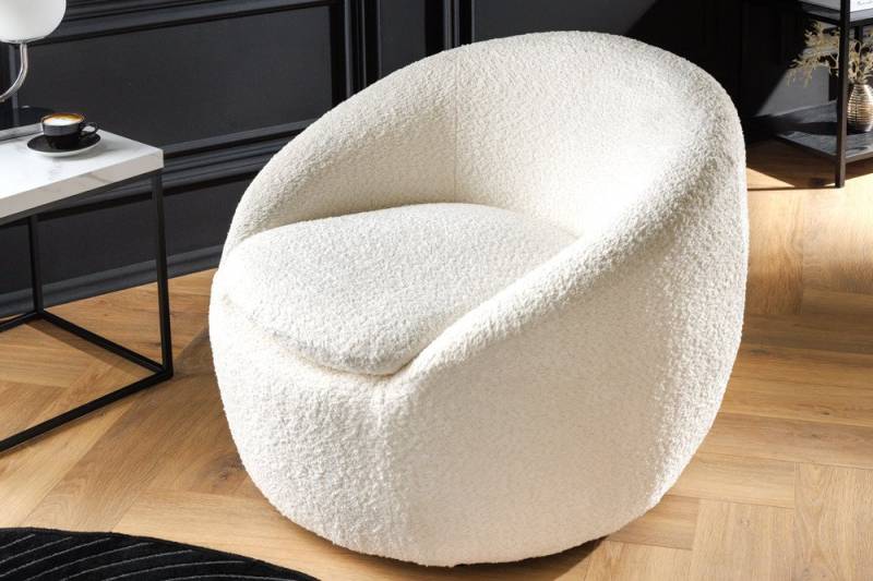 riess-ambiente Drehsessel ALPINE weiß (Einzelartikel, 1-St), Wohnzimmer · Bouclé · Teddy-Plüsch-Stoff · 360° drehbar · mit Armlehne von riess-ambiente