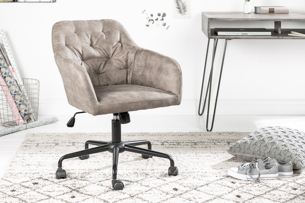 riess-ambiente Drehstuhl DUTCH COMFORT taupe / schwarz (Einzelartikel, 1 St), Büro · Microfaser · Rollen · höhenverstellbar · mit Armlehne · Design von riess-ambiente