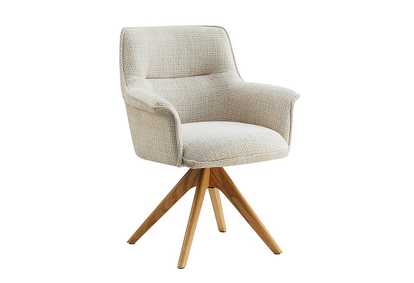 riess-ambiente Drehstuhl LE GRAND beige / natur - Chenille, Eiche, Massivholz, mit Armlehnen (Einzelartikel, 1 St), drehbarer Esstischstuhl - ideal für Ess-, Arbeits-, Wohnzimmer & Büro von riess-ambiente