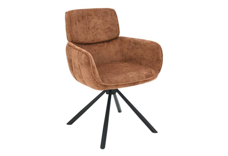 riess-ambiente Drehstuhl UNIQUE rost braun · Esszimmerstuhl aus Chenille mit Metallbeinen (Einzelartikel, 1 St), Armlehnen · 180° drehbar · Rückholmechanik · Sterngestell · Retro von riess-ambiente