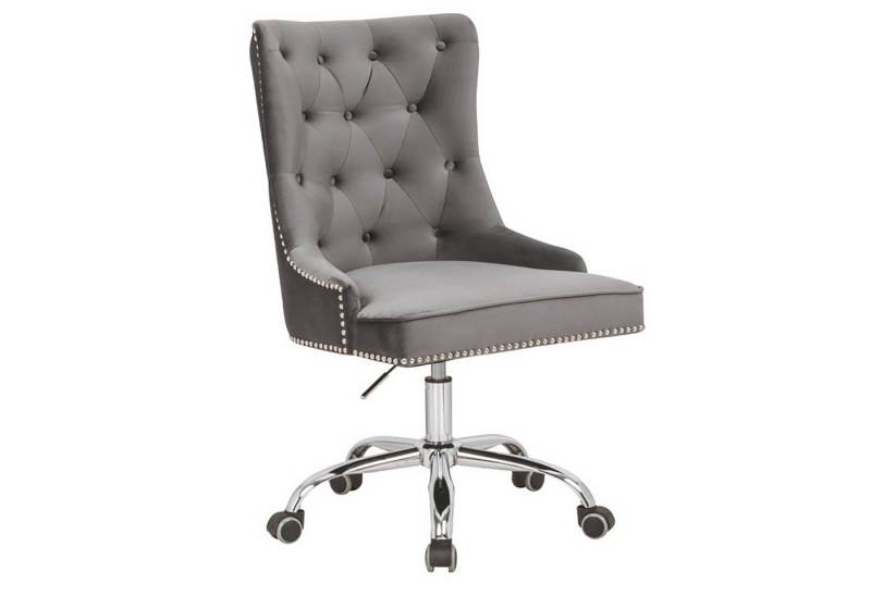 riess-ambiente Drehstuhl VICTORIAN silbergrau / silber (Einzelartikel, 1 St), Büro · Samt · Metall · mit Rollen · höhenverstellbar · Chesterfield von riess-ambiente