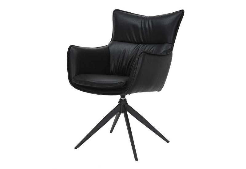 riess-ambiente Drehstuhl VOGUE schwarz - Kunstleder, Metallgestell, 360° drehbar, mit Armlehne (Einzelartikel, 1 St), moderner Polsterstuhl - ideal für Ess-, Arbeits-, Wohnzimmer & Büro von riess-ambiente