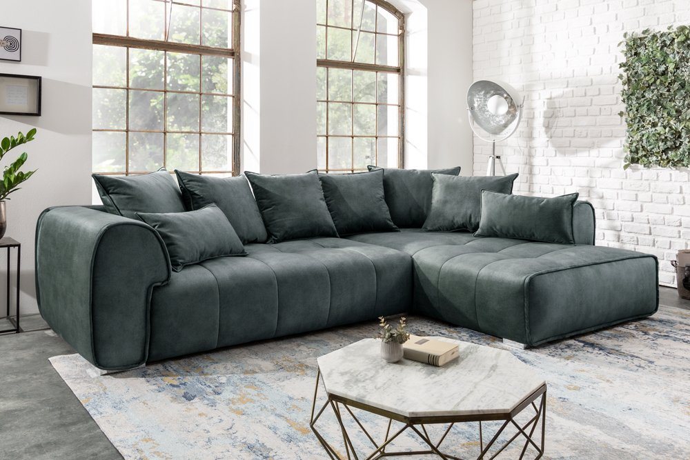 riess-ambiente Ecksofa CLAN 320cm anthrazit, 2 Teile, Eckcouch · XXL · inkl. Kissen · Samt · Wohnzimmer · Modern Design von riess-ambiente