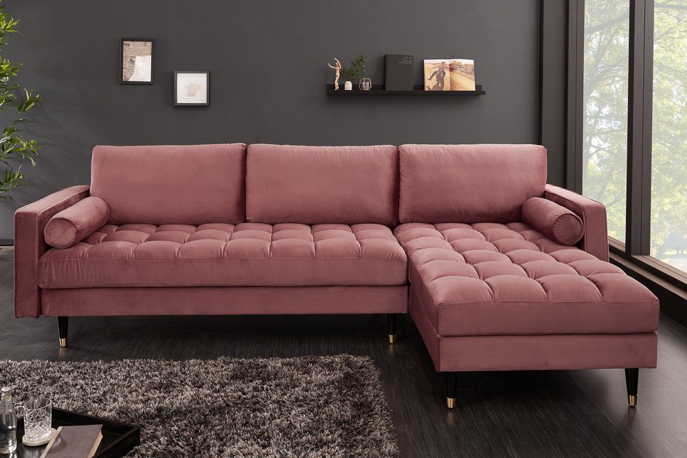 riess-ambiente Ecksofa COZY VELVET 260cm altrosa / schwarz gold, Einzelartikel 1 Teile, Wohnzimmer · Samt · L-Form · Federkern · Couch inkl. Kissen · Barock von riess-ambiente