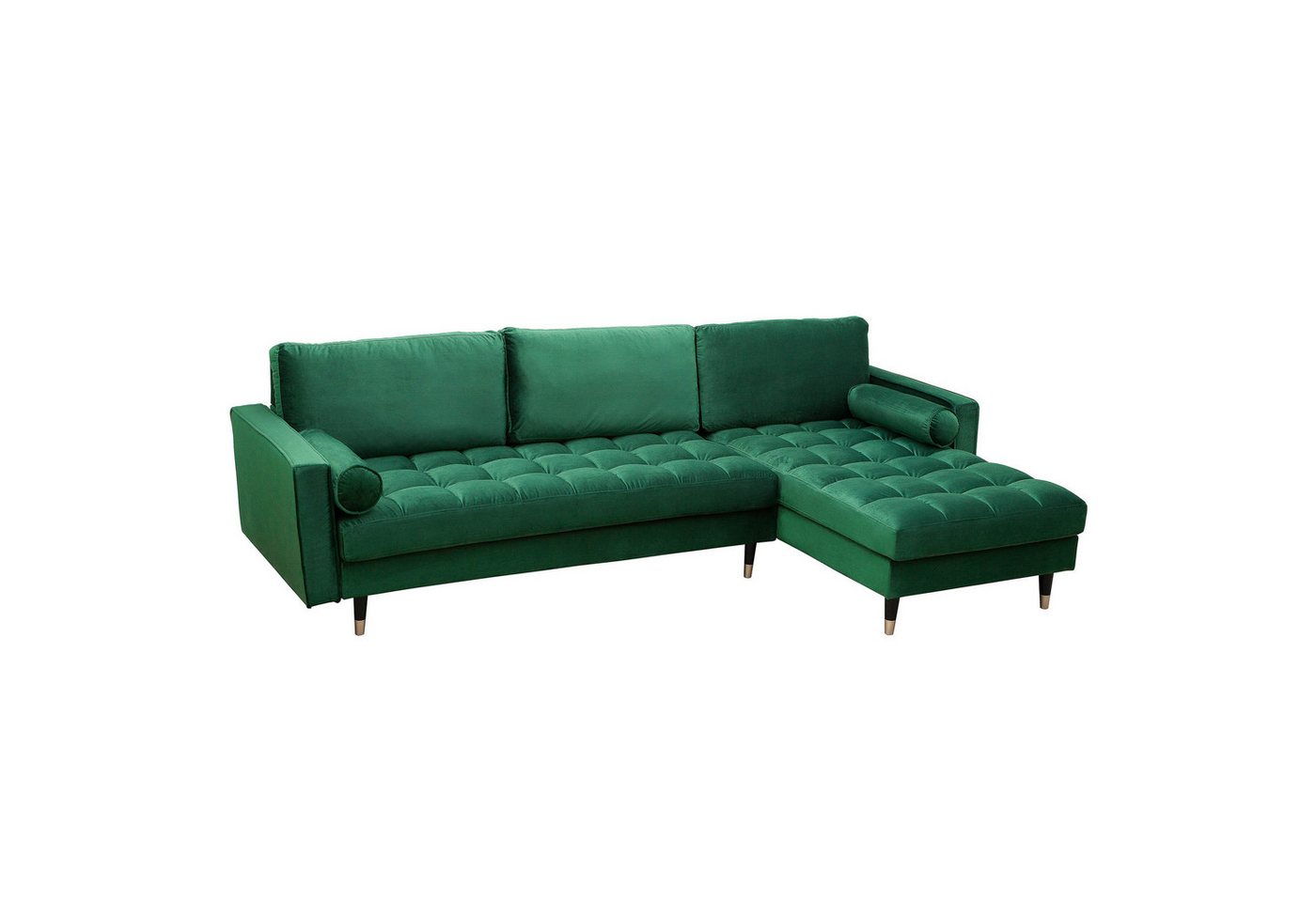 riess-ambiente Ecksofa COZY VELVET 260cm smaragdgrün / schwarz gold, Einzelartikel 1 Teile, Wohnzimmer · Samt · L-Form · Federkern · Couch inkl. Kissen · Barock von riess-ambiente