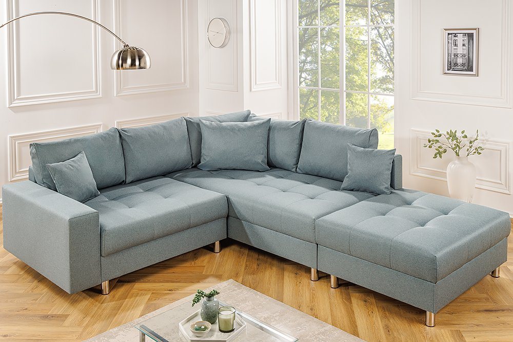 riess-ambiente Ecksofa KENT 220cm aqua - inklusive Hocker, Set 1 Teile, Wohnzimmer · Couch · Stoff-Bezug · Federkern · inkl. Hocker · Design riess-ambiente Ecksofa KENT 220cm aqua - inklusive Hocker, Set 1 Teile, Wohnzimmer · Couch · Stoff-Bezug · Federkern · inkl. Hocker · Design von riess-ambiente