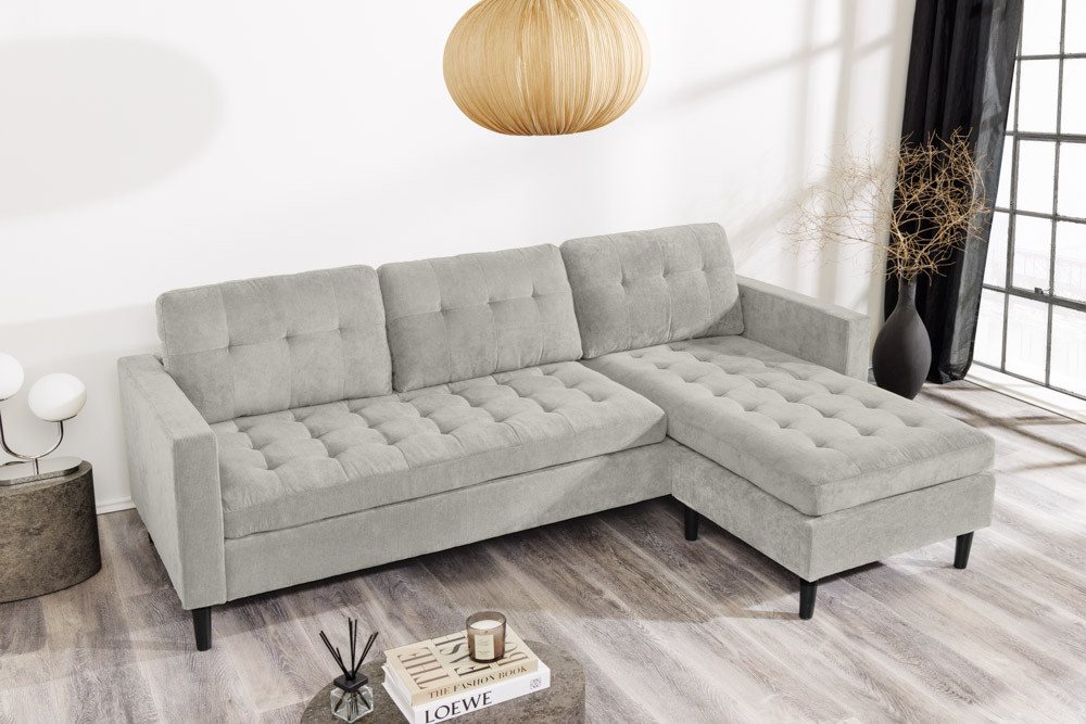 riess-ambiente Ecksofa STOCKHOLM 220 cm greige – 3-Sitzer, Cordbezug, Ottomane beidseitig, Einzelartikel 1 Teile, bequeme Eckcouch mit Federkern – ideal fürs Wohnzimmer & Gästezimmer riess-ambiente Ecksofa STOCKHOLM 220 cm greige – 3-Sitzer, Cordbezug, Ottomane beidseitig, Einzelartikel 1 Teile, bequeme Eckcouch mit Federkern – ideal fürs Wohnzimmer & Gästezimmer von riess-ambiente
