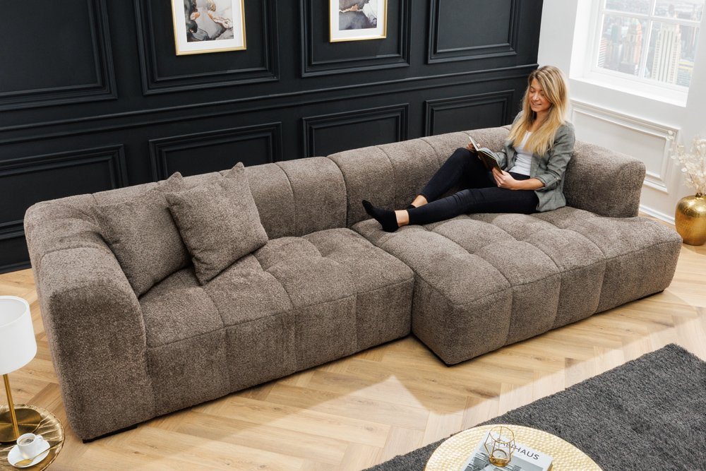 riess-ambiente Ecksofa ZERO GRAVITY 305cm taupe, Einzelartikel 1 Teile, Wohnzimmer · Bouclé · XXL Couch · Bigsofa · Ottomane rechts von riess-ambiente