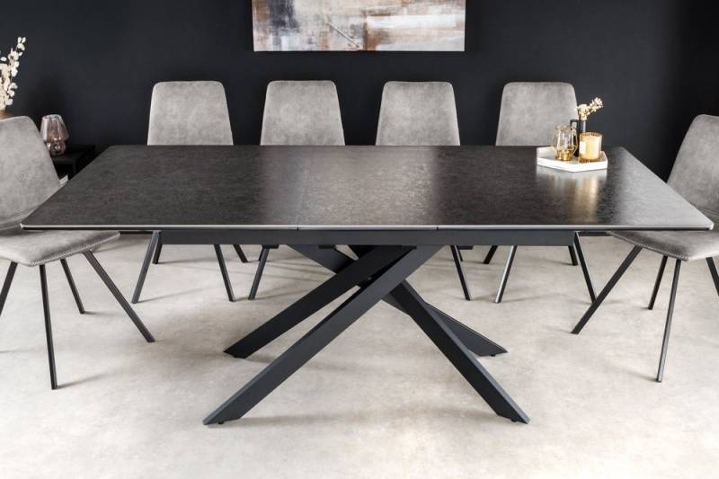riess-ambiente Esstisch ALPINE 160-200cm anthrazit / schwarz · bis 8 Personen (Einzelartikel, 1-St), Keramik · ausziehbar · Metall-Gestell · Industrial Design von riess-ambiente