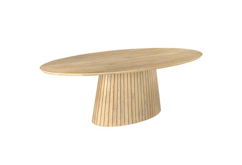 riess-ambiente Esstisch ART DECO 220cm weiß gekälkt · Konferenztisch aus gekälktem Massivholz (Einzelartikel, 1-St), Mangoholz · Säulengestell mit Rillenstruktur · oval · bis 8 Personen von riess-ambiente