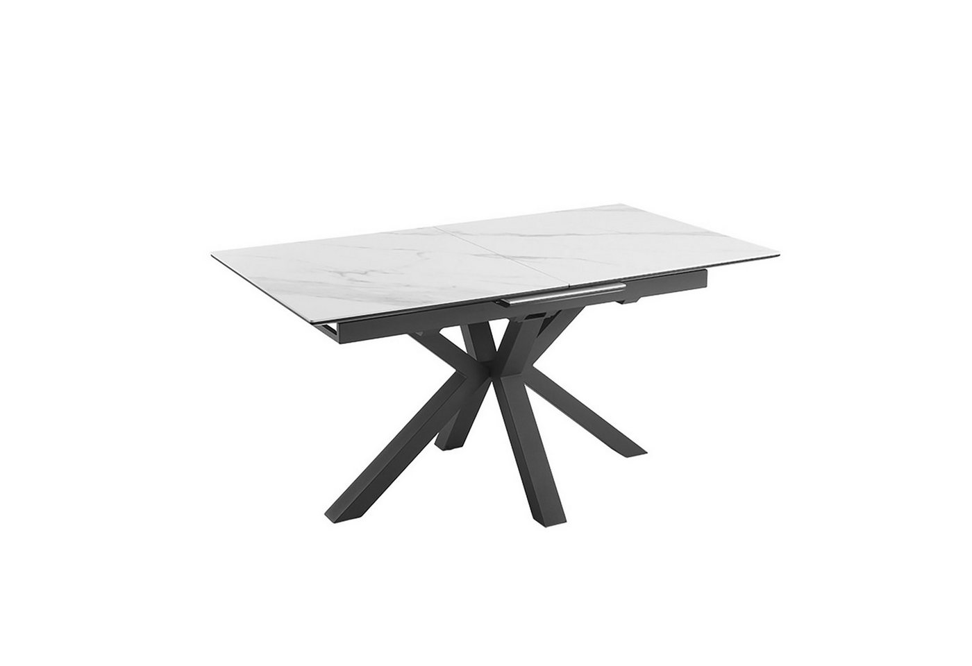 riess-ambiente Esstisch ETERNITY 160-200cm weiß / schwarz · Tisch aus Keramik im Marmor-Design (Einzelartikel, 1-St), ausziehbar · 8+ Personen · Sicherheitsglas · Sterngestell · Metall von riess-ambiente