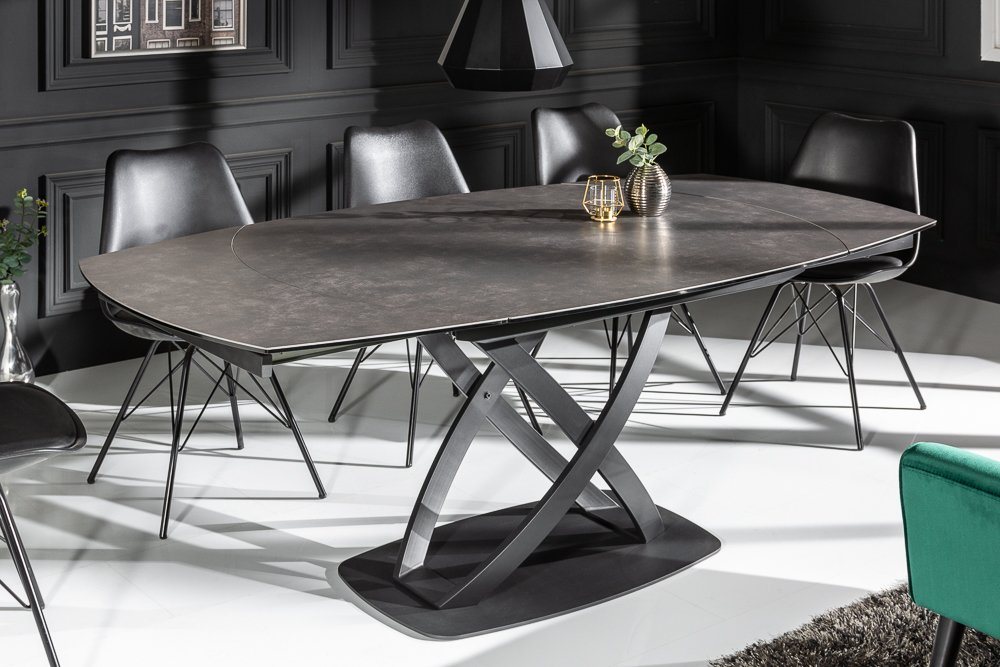 riess-ambiente Esstisch INCEPTION 130-190cm anthrazit / schwarz (Einzelartikel, 1-St), Keramik · Metall · Sicherheitsglas · ausziehbar · Modern Design von riess-ambiente