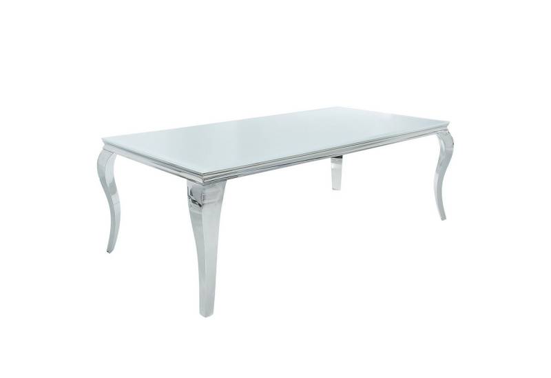 riess-ambiente Esstisch MODERN BAROCK 200cm weiß / silber (Einzelartikel, 1-St), Esszimmer · Opalglas · Edelstahl · eckig von riess-ambiente