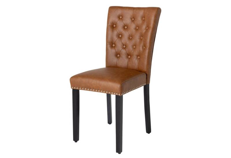 riess-ambiente Esszimmerstuhl CASTLE braun / schwarz · Polsterstuhl aus Kunstleder mit Ziernieten (Einzelartikel, 1 St), Chesterfield-Design · Küche · Wohnzimmer · Barock von riess-ambiente