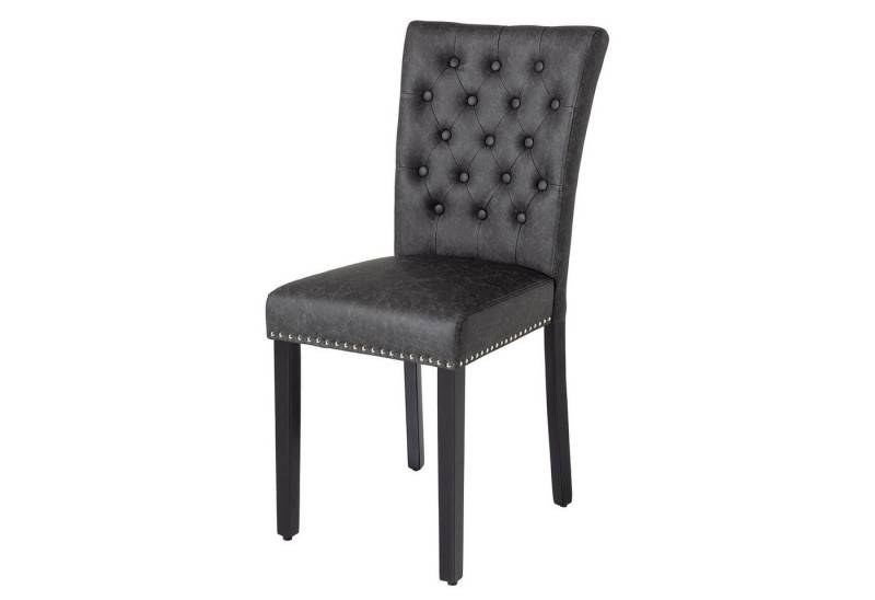 riess-ambiente Esszimmerstuhl CASTLE schwarz · Polsterstuhl aus Kunstleder mit Ziernieten (Einzelartikel, 1 St), Chesterfield-Design · Küche · Wohnzimmer · Barock von riess-ambiente