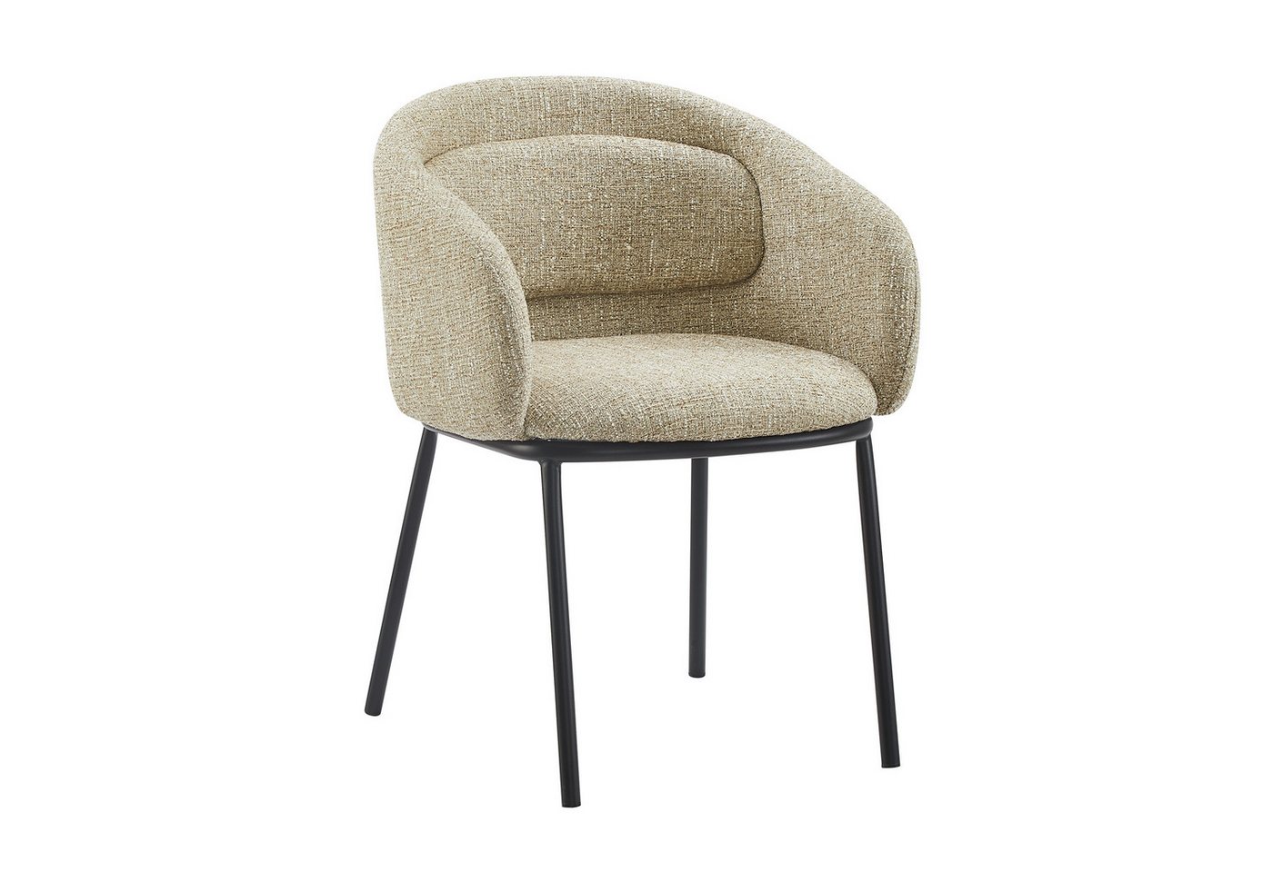 riess-ambiente Esszimmerstuhl FLORENZ beige-braun / schwarz - Strukturstoff, Metall, mit Armlehne (Einzelartikel, 1 St), Retro-Polsterstuhl - ideal für Ess-, Arbeits-, Wohnzimmer und Büro von riess-ambiente