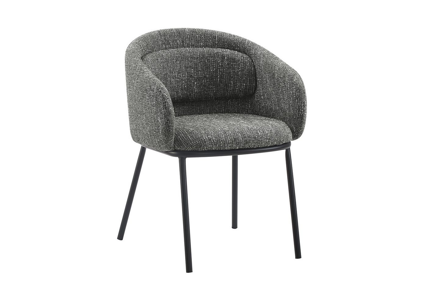 riess-ambiente Esszimmerstuhl FLORENZ granitgrau / schwarz - Strukturstoff, Metall, mit Armlehne (Einzelartikel, 1 St), Retro-Polsterstuhl - ideal für Ess-, Arbeits-, Wohnzimmer und Büro von riess-ambiente