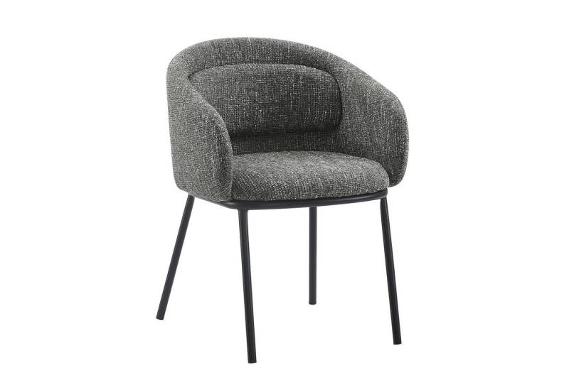 riess-ambiente Esszimmerstuhl FLORENZ granitgrau / schwarz - Strukturstoff, Metall, mit Armlehne (Einzelartikel, 1 St), Retro-Polsterstuhl - ideal für Ess-, Arbeits-, Wohnzimmer und Büro von riess-ambiente