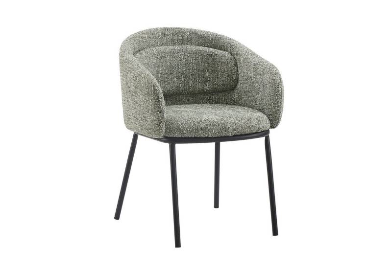 riess-ambiente Esszimmerstuhl FLORENZ grün-beige / schwarz - Strukturstoff, Metall, mit Armlehne (Einzelartikel, 1 St), Retro-Polsterstuhl - ideal für Ess-, Arbeits-, Wohnzimmer und Büro von riess-ambiente