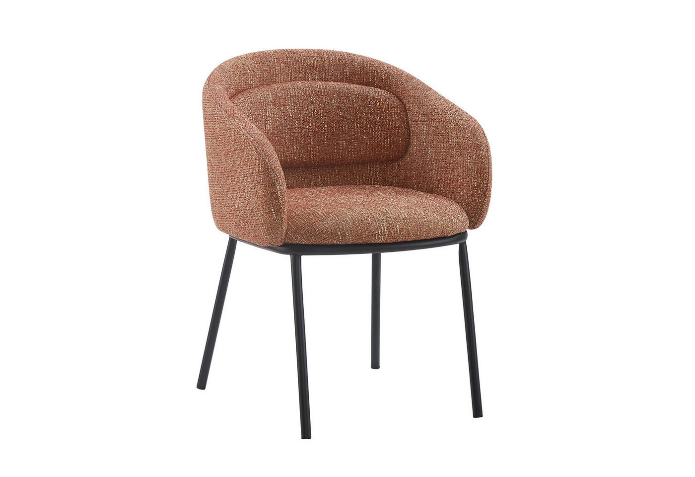 riess-ambiente Esszimmerstuhl FLORENZ rostrot / schwarz - Strukturstoff, Metallbeine, mit Armlehne (Einzelartikel, 1 St), Retro-Polsterstuhl - ideal für Ess-, Arbeits-, Wohnzimmer und Büro von riess-ambiente