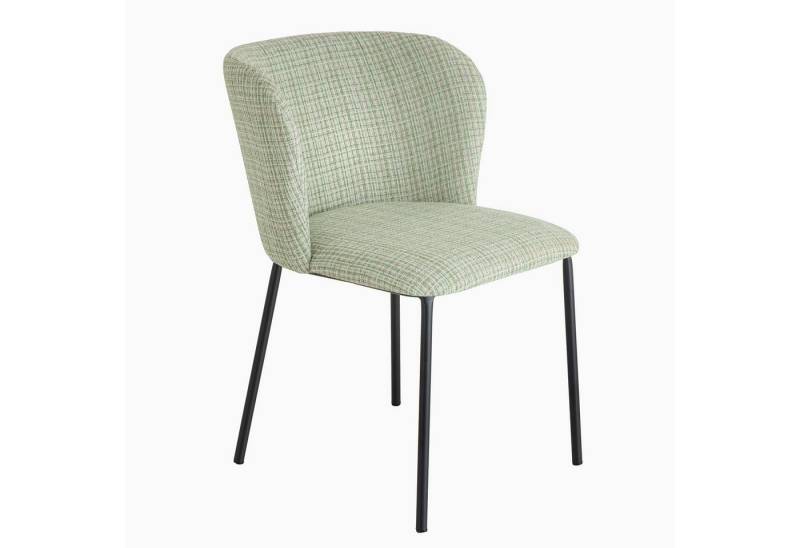 riess-ambiente Esszimmerstuhl LYON grün-rosa kariert / schwarz · Polsterstuhl mit Bouclé-Bezug (Einzelartikel, 1 St), pulverbeschichtete Metall-Beine · Küche · Teddy-Stoff · Retro-Design von riess-ambiente