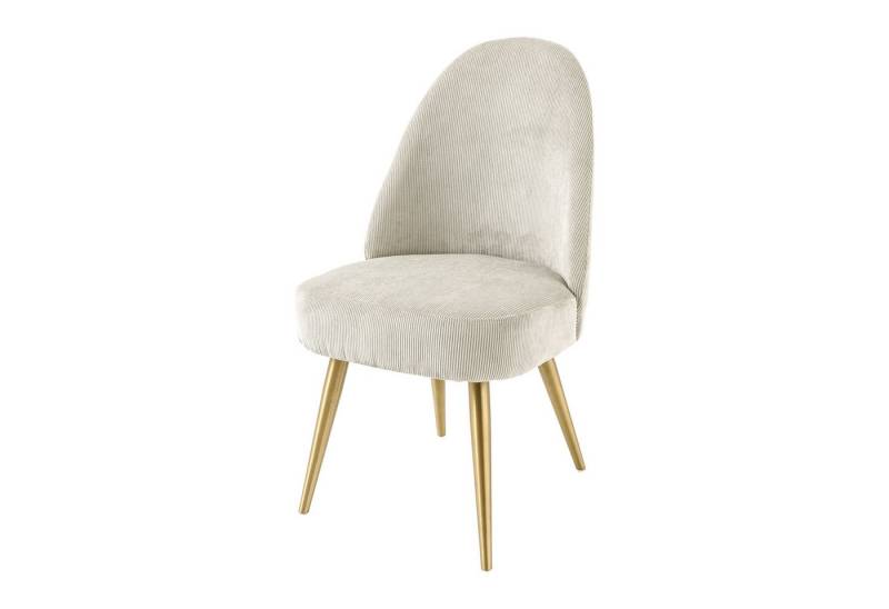 riess-ambiente Esszimmerstuhl MIA CASA beige / champagner gold · Retro-Stuhl aus Cord und Metall (Einzelartikel, 1 St), gebürstete Metall-Beine · Schaumstoffpolsterung · Scandinavian Design von riess-ambiente