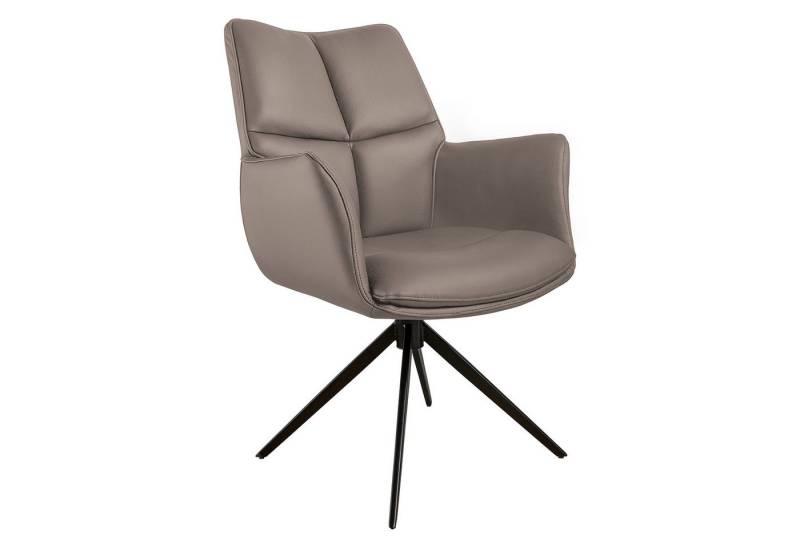 riess-ambiente Esszimmerstuhl PAPILLON braun / schwarz · 360° drehbarer Stuhl mit Echtlederbezug (Einzelartikel, 1 St), Polsterstuhl mit Armlehne · Metallgestell · Modern Design von riess-ambiente