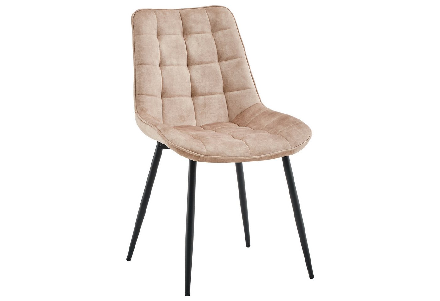 riess-ambiente Esszimmerstuhl ROADSTAR champagner greige / schwarz - Samt, Metallbeine, Ziersteppung (Einzelartikel, 1 St), gepolsterter Stuhl - ideal für Küche, Esszimmer, Wohnzimmer & Büro von riess-ambiente