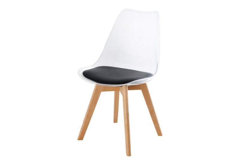 riess-ambiente Esszimmerstuhl SCANDINAVIA MEISTERSTÜCK transparent / schwarz / natur (Einzelartikel, 1 St), Kunststoff · Kunstleder · Massivholz · Design von riess-ambiente