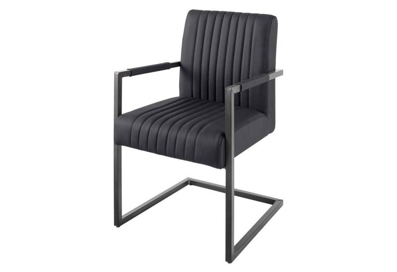 riess-ambiente Freischwinger BIG ASTON schwarz (Einzelartikel, 1 St), Esszimmer · Echtleder · Metall · mit Armlehne · Federkern · Industrial von riess-ambiente