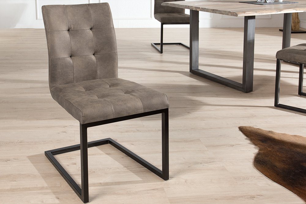 riess-ambiente Freischwinger OXFORD antik taupe / schwarz, Esszimmer · Microfaser · Metall · Industrial Design von riess-ambiente