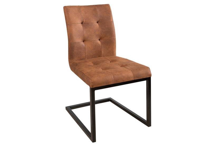 riess-ambiente Freischwinger OXFORD vintage braun / schwarz, Esszimmer · Microfaser · Metall · Industrial Design von riess-ambiente