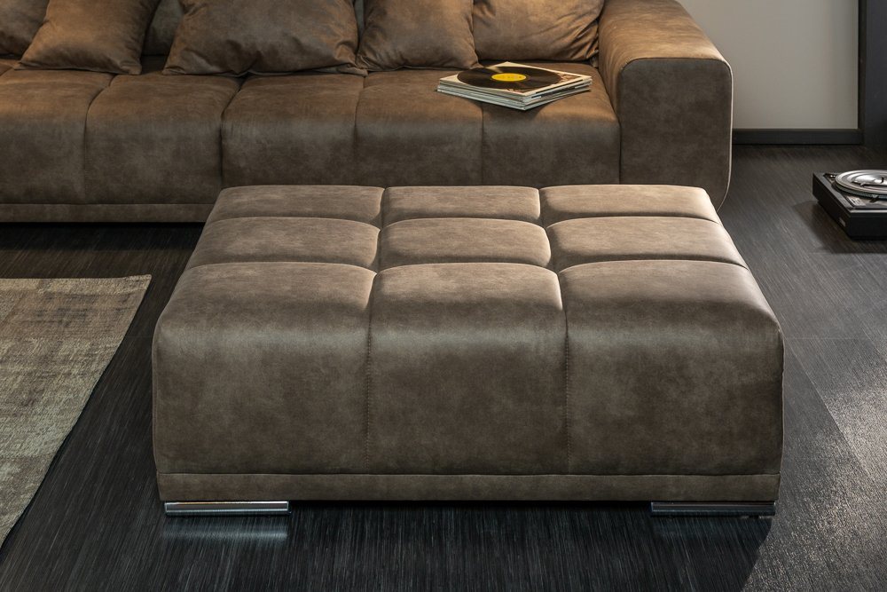 riess-ambiente Fußhocker ELEGANCIA 110cm taupe (Einzelartikel, 1 St), Microfaser · mit Ziersteppung · für Sofas · Modern Design von riess-ambiente