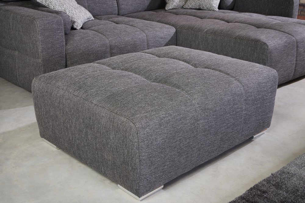 riess-ambiente Fußhocker GRANDEZZA 120cm grau (Einzelartikel, 1 St), Wohnzimmer · Stoff · mit Ziersteppung · für Sofas · Modern Design von riess-ambiente