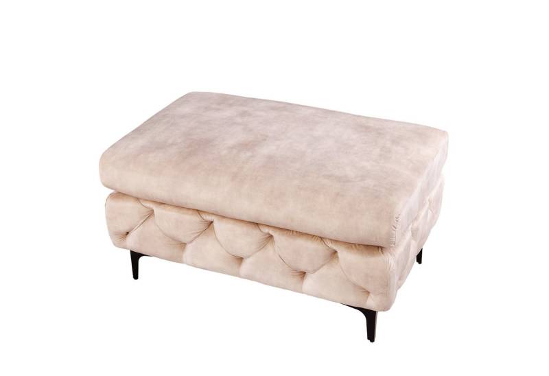 riess-ambiente Fußhocker MODERN BAROCK 92cm champagner / schwarz (Einzelartikel, 1 St), Wohnzimmer · Samt · 3-Sitzer · Federkern · Chesterfield von riess-ambiente