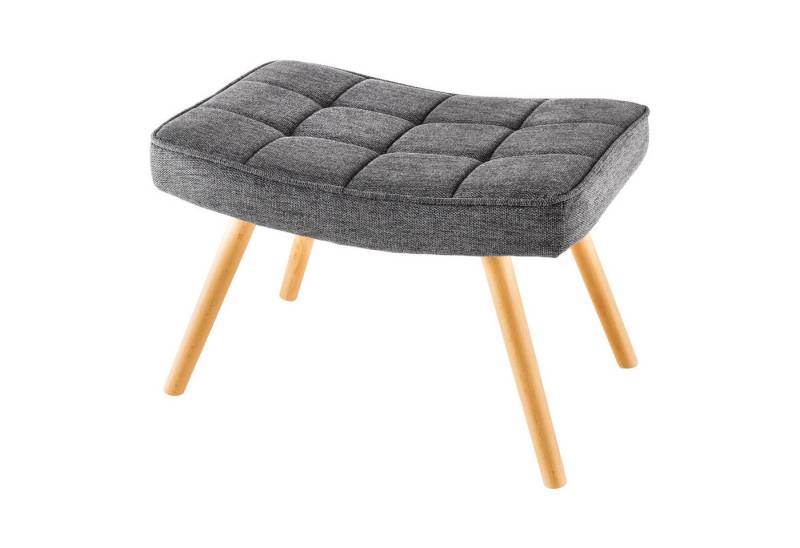 riess-ambiente Fußhocker SCANDINAVIA grau / natur (Einzelartikel, 1 St), Wohnzimmer · Strukturstoff · Massivholz · Scandinavian Design von riess-ambiente