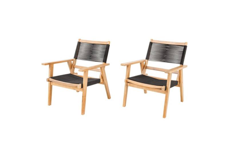 riess-ambiente Gartenstuhl BALI ROPE natur anthrazit · Outdoor-Loungesessel Set aus Akazienholz (Set, 2 St), Gartenstuhl-Set · Massivholz · wetterfest · Balkon · Terrasse · Garten von riess-ambiente