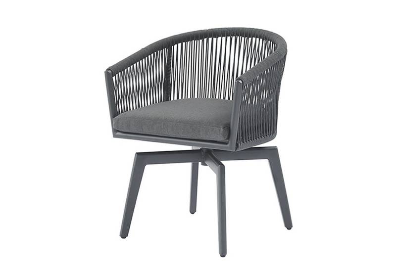 riess-ambiente Gartenstuhl ROPE anthrazit- Aluminium, inkl. Kissen, In- und Outdoor, 360° drehbar (Einzelartikel, 1 St), wetterfester Gartensessel mit Geflecht - ideal für Balkon & Terrasse von riess-ambiente