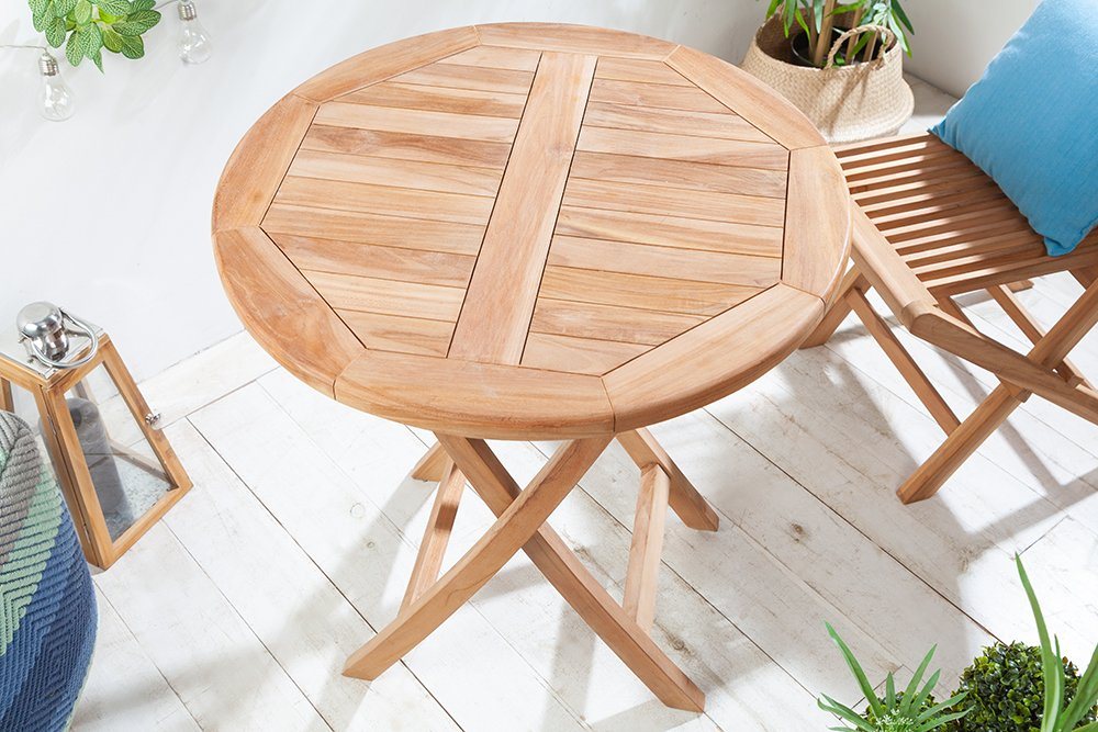 riess-ambiente Gartentisch EMPIRE TEAK 70cm braun, Massivholz · Balkonmöbel · klappbar · rund · Holztisch · Teakholz von riess-ambiente