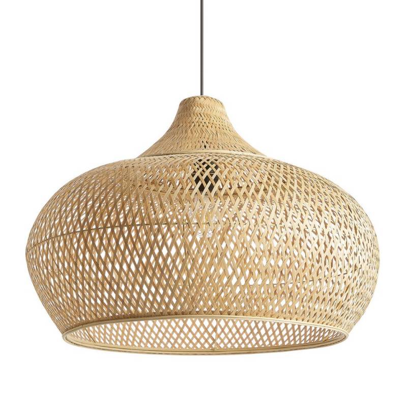 riess-ambiente Hängeleuchte ORGANIC LIVING 60cm natur - Bambus-Lampenschirm, handgefertigt, Unikat, keine besonderen Funktionen, ohne Leuchtmittel, Hängelampe -ideal für natürliche Ess-, Wohnzimmer, Wohnbereiche & Flur von riess-ambiente