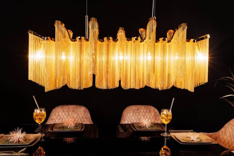 riess-ambiente Hängeleuchte ROYAL 120cm gold, keine besonderen Funktionen, ohne Leuchtmittel, Wohnzimmer · Metall-Ketten · Esszimmer · Barock Design von riess-ambiente