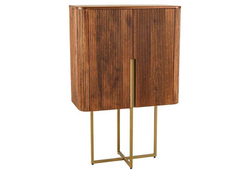 riess-ambiente Highboard GATSBY 125cm braun / gold (Einzelartikel, 1 St), Wohnzimmer · Schrank · Mangoholz · Retro Design von riess-ambiente