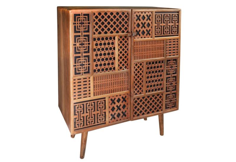 riess-ambiente Highboard MARRAKESCH 120cm natur, Massivholz · mit Verzierung · Boho · Anrichte · Akazie von riess-ambiente