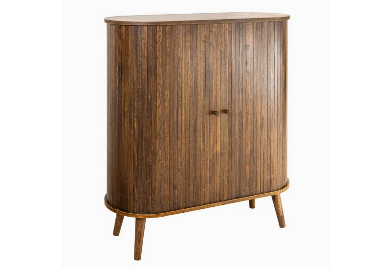 riess-ambiente Highboard VALHALLA WOOD 120cm smoked braun · Hochschrank mit 2 Türen & 3 Fächern (Einzelartikel, 1 St), Wohnzimmer · Eiche · verstellbare Regalböden · Retro Design von riess-ambiente