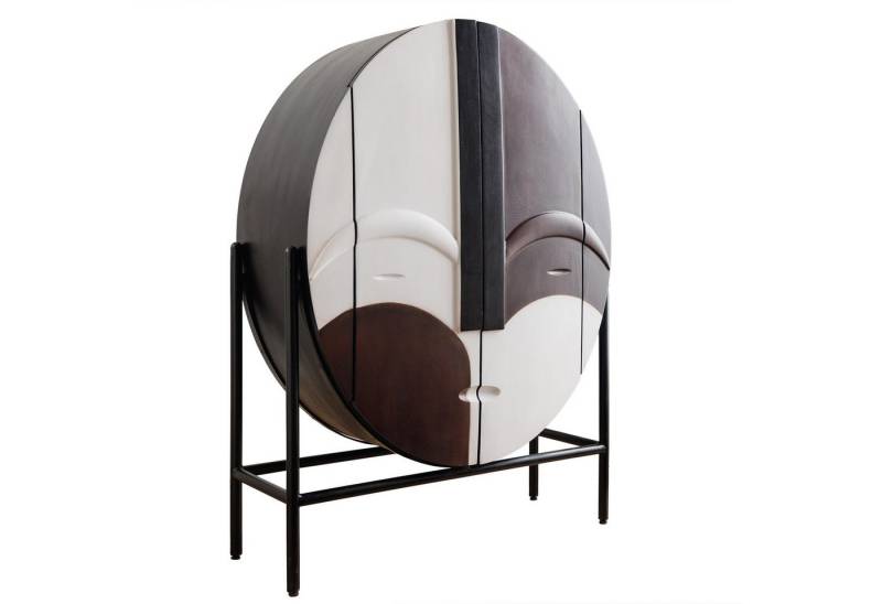 riess-ambiente Highboard VOODOO 120cm braun / weiß / schwarz (Einzelartikel, 1 St), Massivholz · Metall · Anrichte · Kommode · 3D Front · oval · Stauraum von riess-ambiente