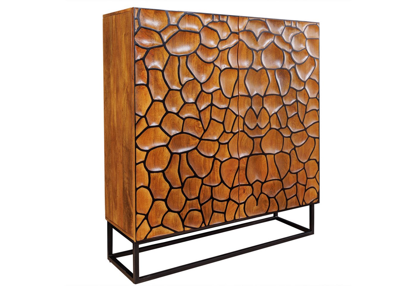 riess-ambiente Highboard VULCANO 120cm braun / schwarz (Einzelartikel, 1 St), Massivholz · Metall · Anrichte · Kommode · 3D-Front · Modern Design von riess-ambiente