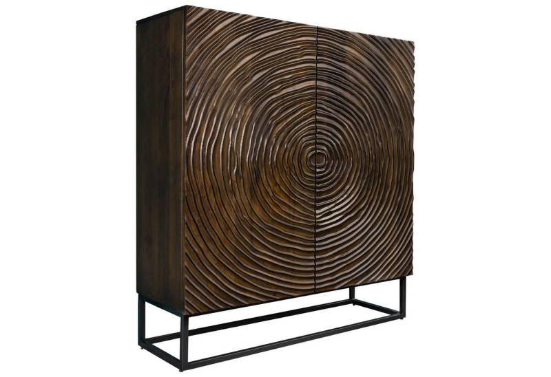 riess-ambiente Highboard ZEN CIRCLES 120cm dunkelbraun / schwarz (Einzelartikel, 1 St), Massivholz · Metall · Anrichte · Kommode · 3D-Front · Modern Design von riess-ambiente