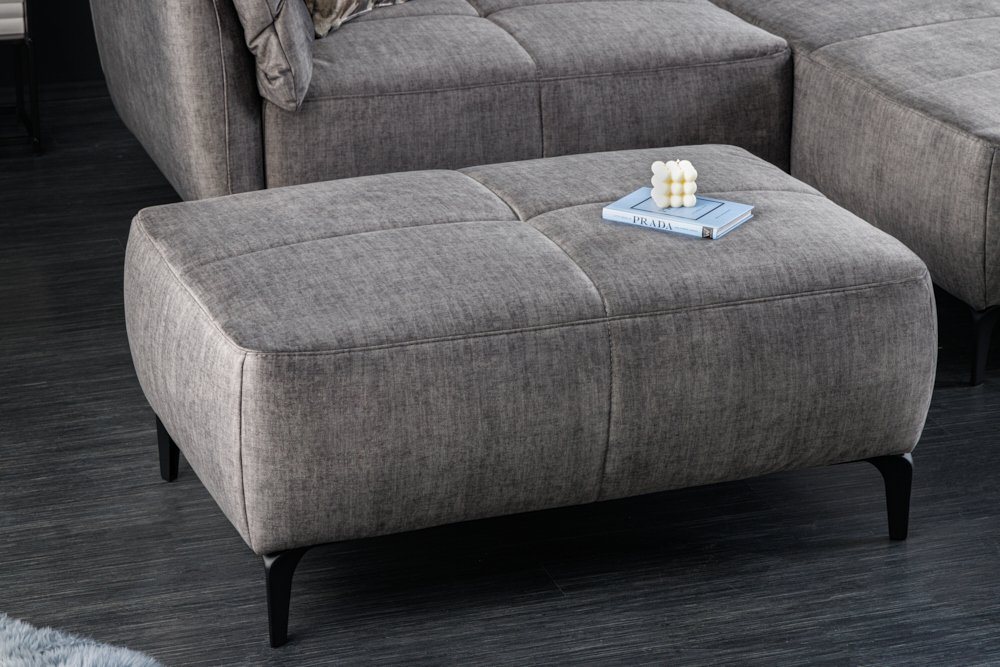 riess-ambiente Hocker MARRAKESCH 110cm grau / schwarz (Einzelartikel, 1 St), Wohnzimmer · Samt · für Sofas · Ziersteppung · Design von riess-ambiente